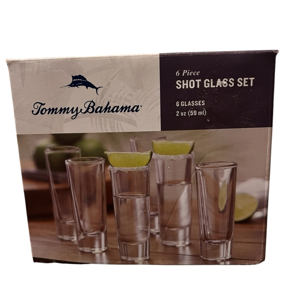 Tommy Bahama Shot Glass Set-Clear-6 Piece